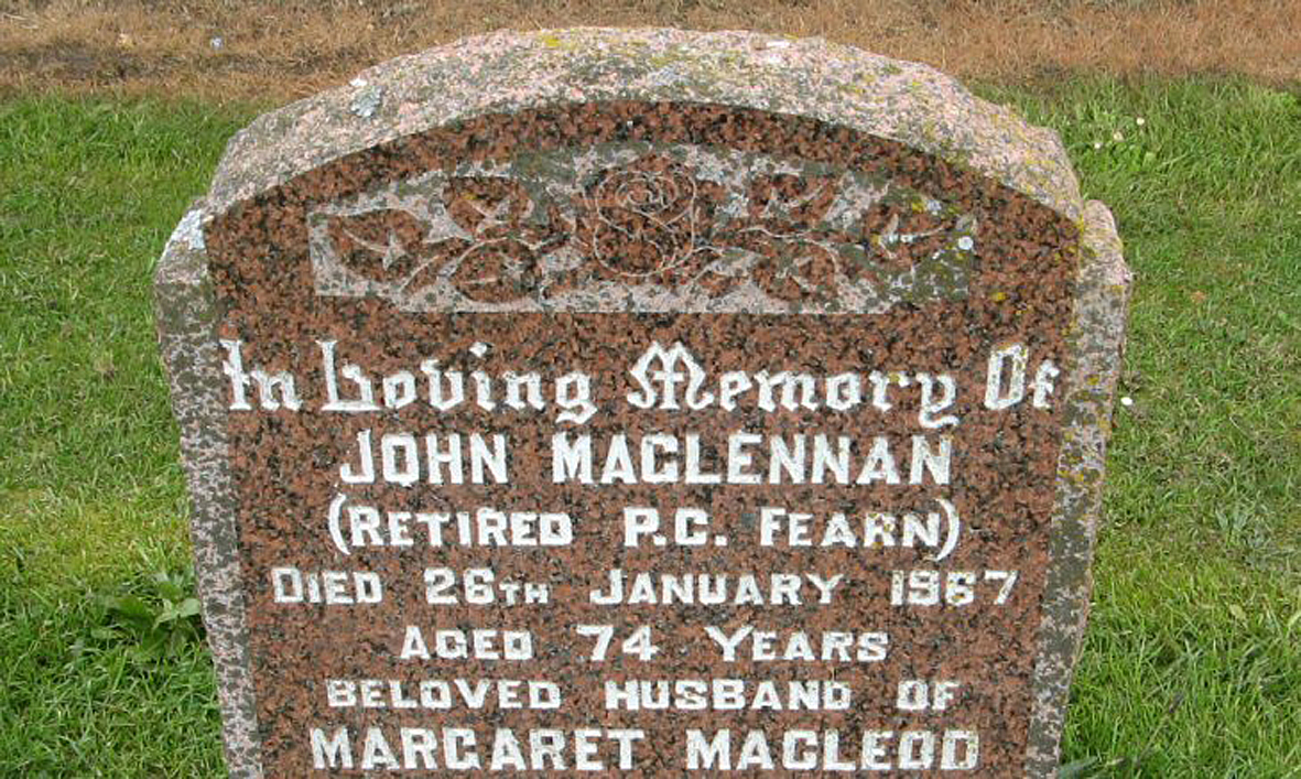 Photo of headstones/John MacLennan died 1967 MI Balintore